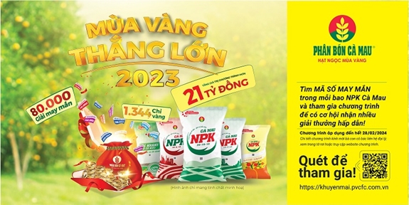 Thông Báo: Chính Thức Khởi Động Mùa Vàng Thắng Lớn 2023 Chọn NPK Cà Mau – Trúng Vàng Bao La!