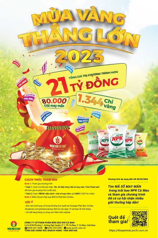 Chọn NPK Cà Mau – Trúng Vàng Bao La!